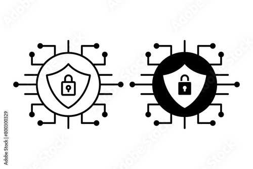 Cyber Security Outline And Glyph