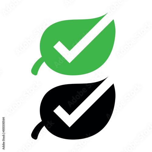 Leaf Check Mark Green And Black