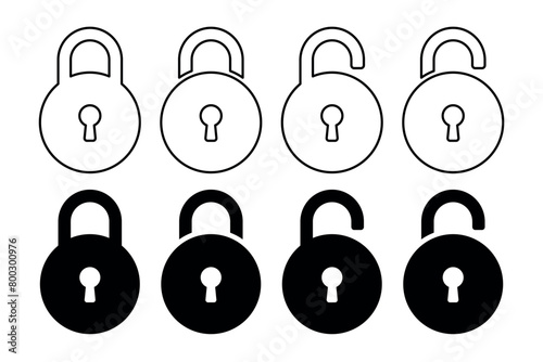 Padlocks Round Set Glyph And Outline