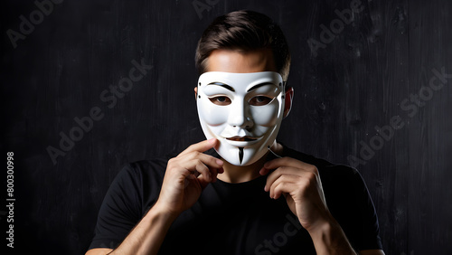 Man wearing mask, psychopath concept background, sociopath, mental health, gaslighting, manipulation skill concept, AI generated photo