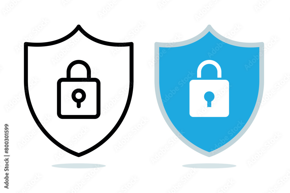 Shield Padlock Flat And Outline Shield Padlock Flat And Outline