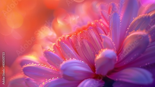 Glowing Petal Flow  Close-ups reveal wildflower petals emitting neon glow  their fluid waves creating a mesmerizing dance.