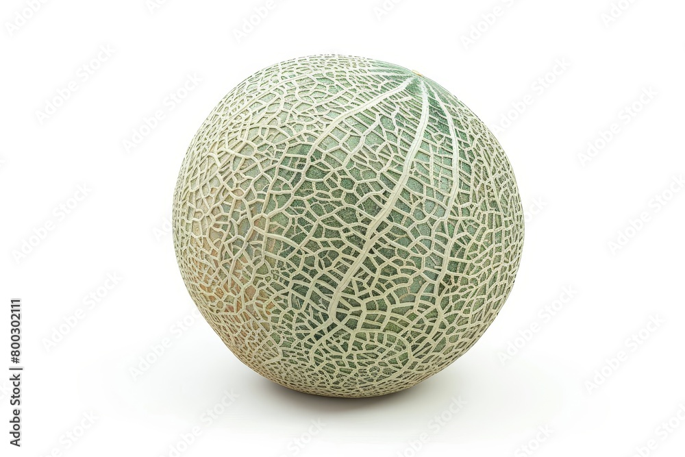 Whole cantaloupe melon with textured rind on white background isolated with clipping path Whole cantaloupe melon with textured rind on white background isolated with clipping path