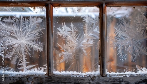 Winter s frozen window photo