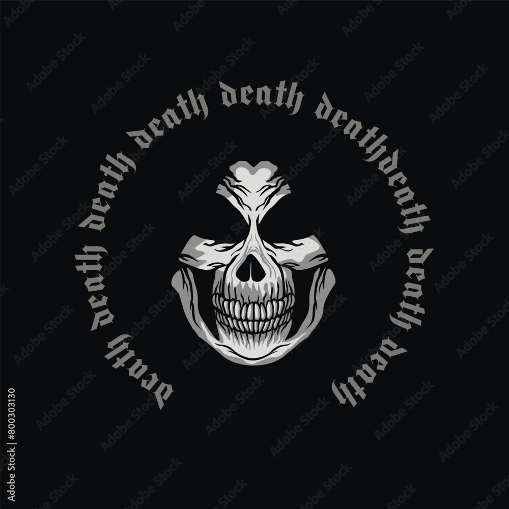 Fototapeta premium Gothic sign with skull, grunge vintage design t shirts