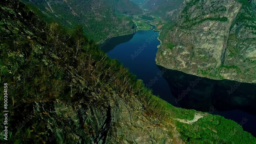 Stunning View Of Fjords Flow Through Towering Mountainscape In Norway. Aerial Shot Stunning View Of Fjords Flow Through Towering Mountainscape In Norway. Aerial Shot