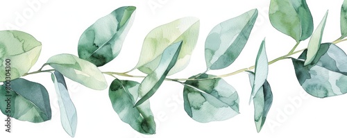 Eucalyptus leaves release their fragrant oils, painting the air with a refreshing, medicinal aroma, kawaii water color photo