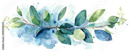 Eucalyptus leaves release their fragrant oils, painting the air with a refreshing, medicinal aroma, kawaii water color