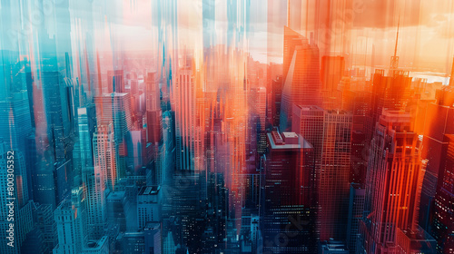 abstract city with skyscrapers photography 