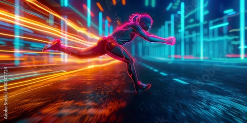 Dynamic liquid shapes, light trails concept, photorealistic, close of vibrant neon, lights streak, 3d render, photo