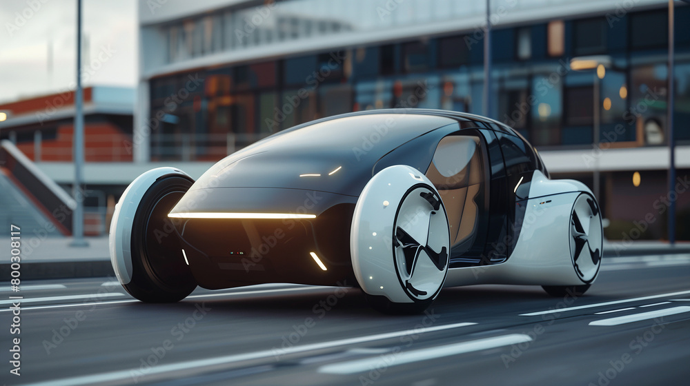 The concept of a modern electric car with autopilot. AI generated, human enhanced 