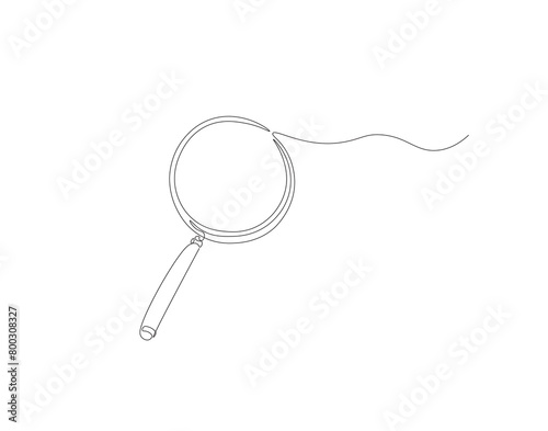 Continuous line drawing of magnifying  glass. One line of magnifying  glass. Magnifier continuous line art. Editable outline.