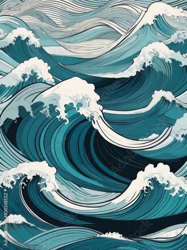 Fashionable Wave Illustration, A modern and trendy abstract wave pattern.