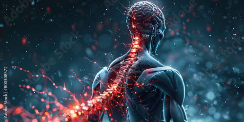 Amyotrophic Lateral Sclerosis (ALS): The Muscle Weakness and Atrophy - Visualize a person with gradually weakening muscles, with a shrinking spinal cord symbol photo