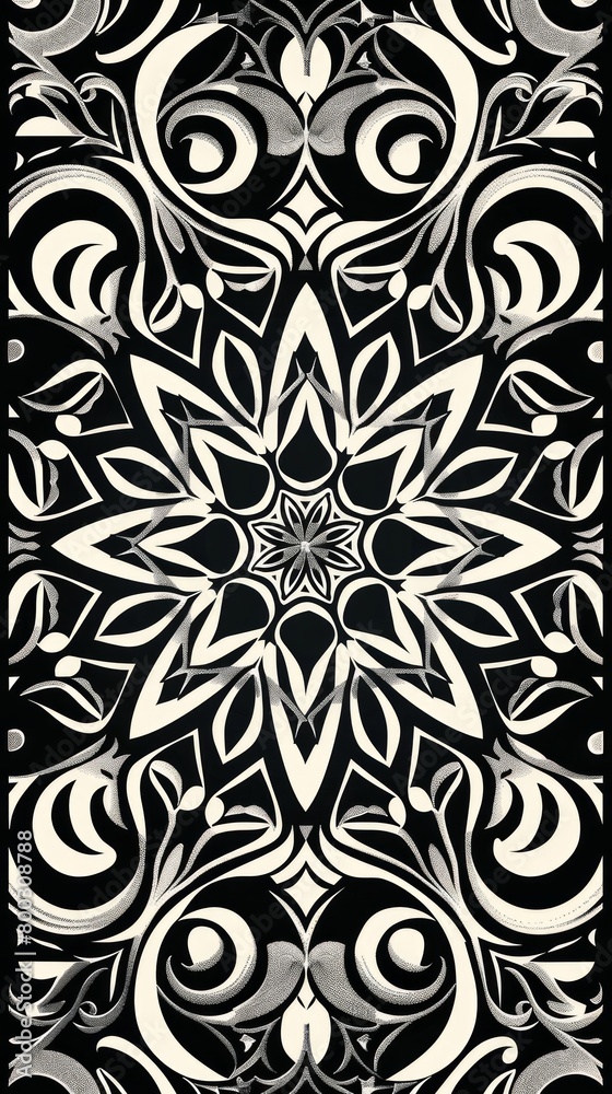 Black and White Intricate Mandala Pattern