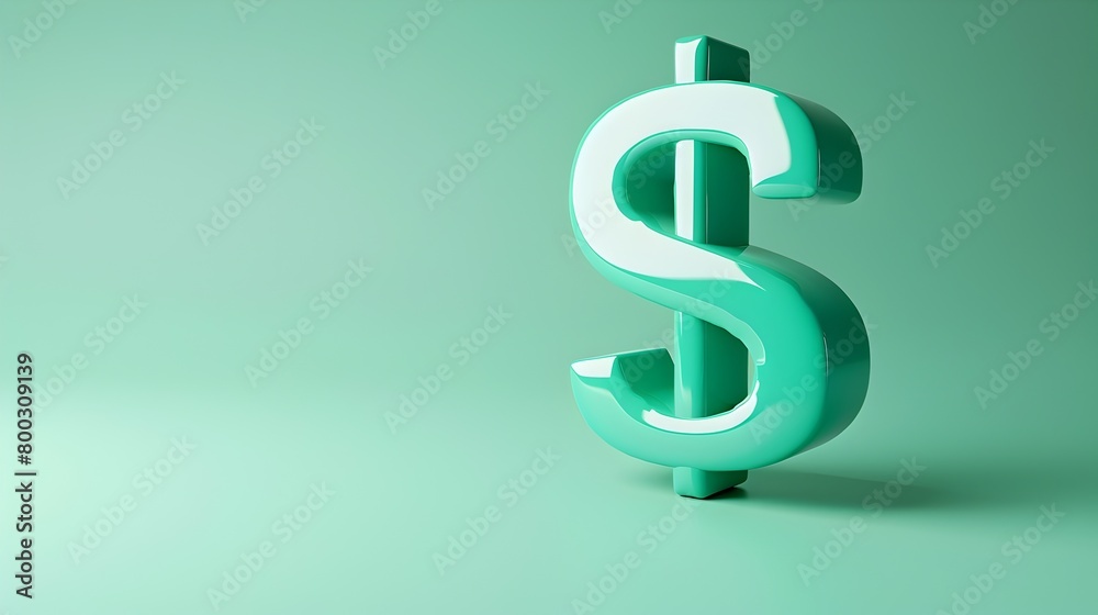 Glossy Green 3D Dollar Sign Icon Floating on Soothing Mint Background Symbolizing Financial Glossy Green 3D Dollar Sign Icon Floating on Soothing Mint Background Symbolizing Financial