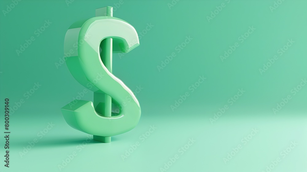 Fototapeta premium Glossy Green 3D Dollar Sign Icon Representing Financial Stability and Growth