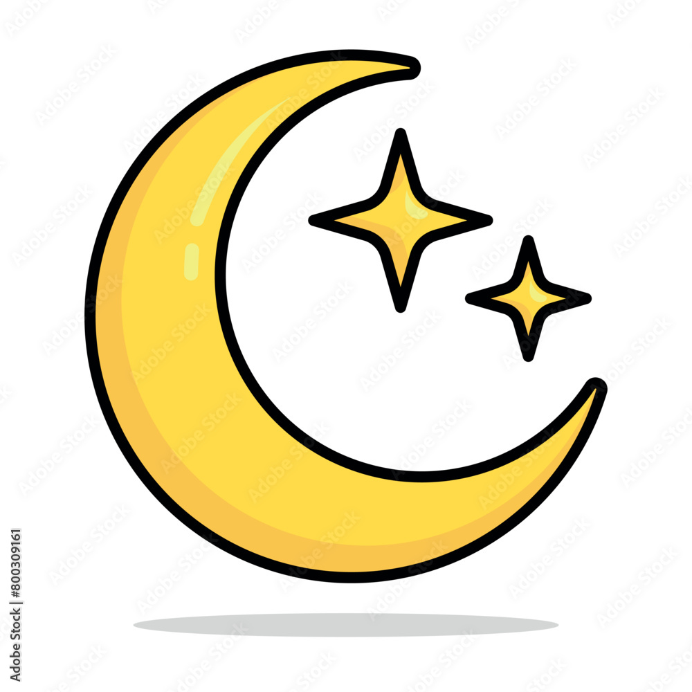 Crescent Moon Cartoon Style Crescent Moon Cartoon Style