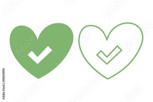 Check Mark Green Hand Drawn Hearts