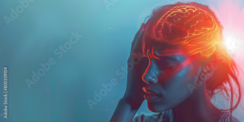 Brain Aneurysm: The Sudden, Severe Headache and Nausea - Visualize a person clutching their head with a look of agony, with a balloon-like bulge in a brain artery, indicating the sudden photo