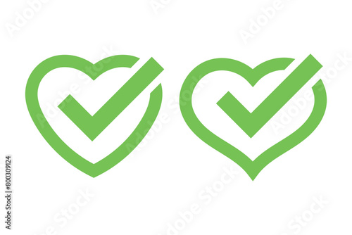 Check Mark Green Heart Outlines