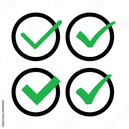 Check Marks Circles Black And Green
