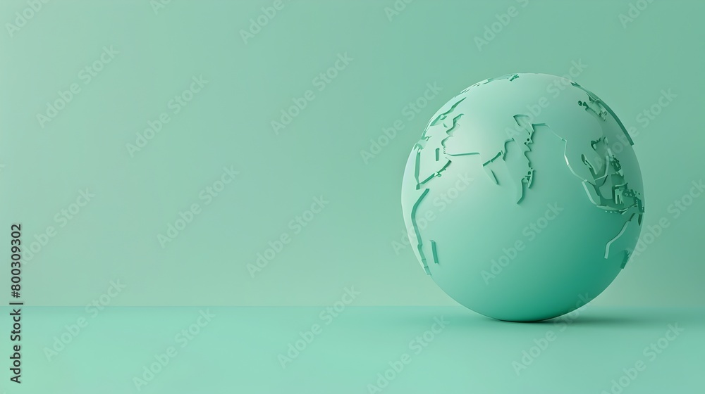Serene Teal Globe Icon Representing International Connections and Global Business