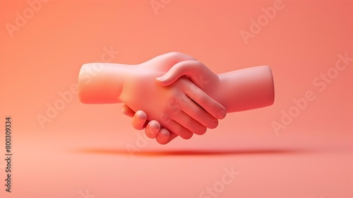 Wallpaper Mural Playful 3D Handshake Icon Signifying Partnerships on Warm Coral Backdrop Torontodigital.ca