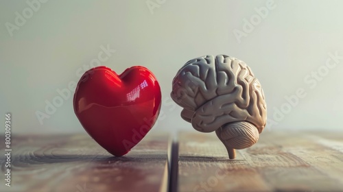 model of red heart and brain