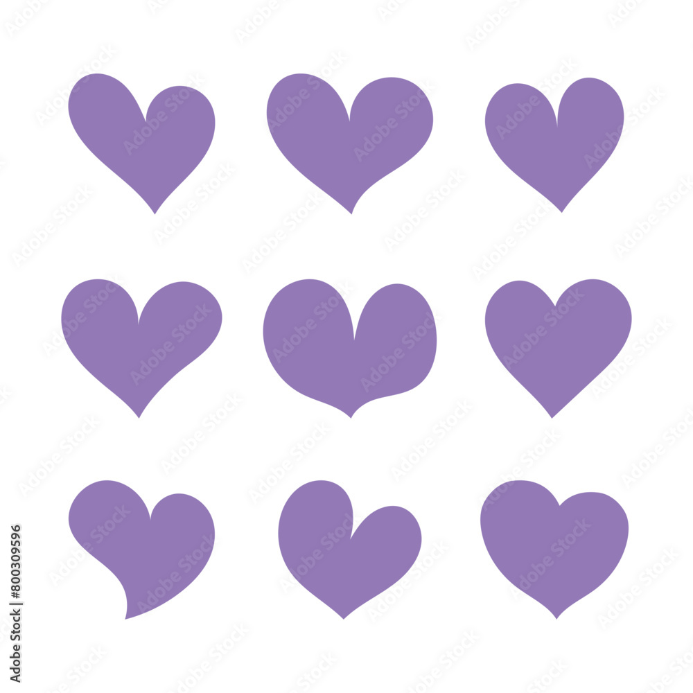 Hearts Set Purple Colour