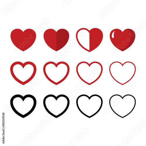 Hearts Multiple Styles Red and Black Set