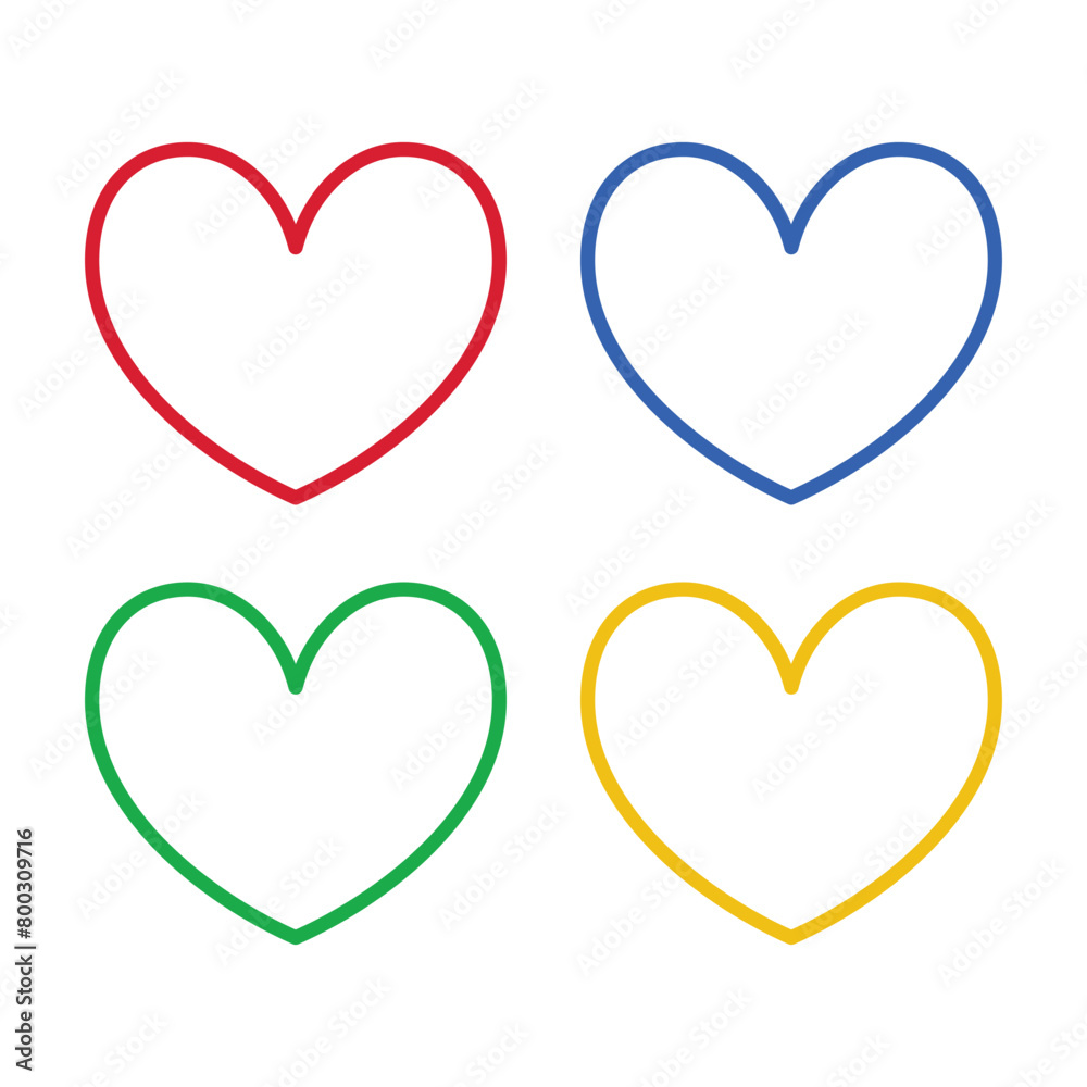 Outline Heart Multiple Colours Set