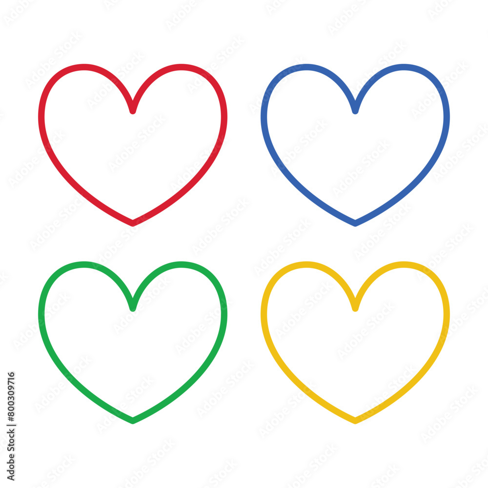 Outline Heart Multiple Colours Set Outline Heart Multiple Colours Set