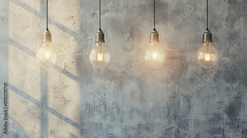 illuminated bulbs hanging on wall photo