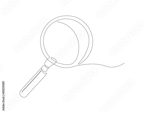 Continuous line drawing of magnifying  glass. One line of magnifying  glass. Magnifier continuous line art. Editable outline.