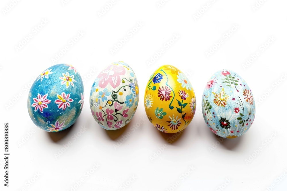 A row of colorful painted eggs neatly arranged on top of a table A row of colorful painted eggs neatly arranged on top of a table