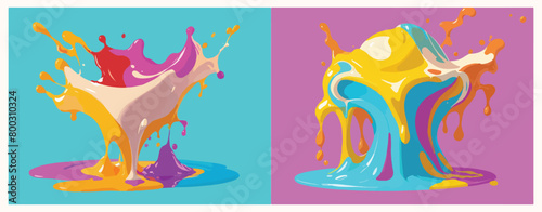 Splashes of Vector Color Paints Collection - Vibrant Spills Embracing the Beauty of Joy.