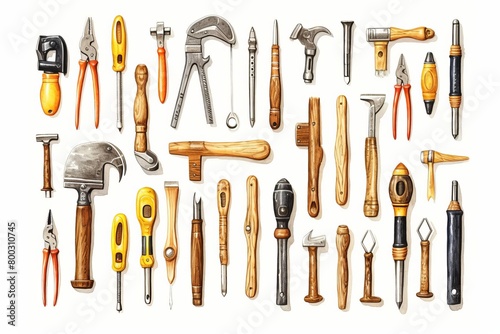 A collection of vintage hand tools.