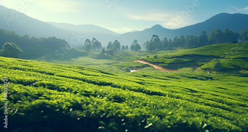 vineyard in the morning vineyard in the mountains Tea plantations summer fields