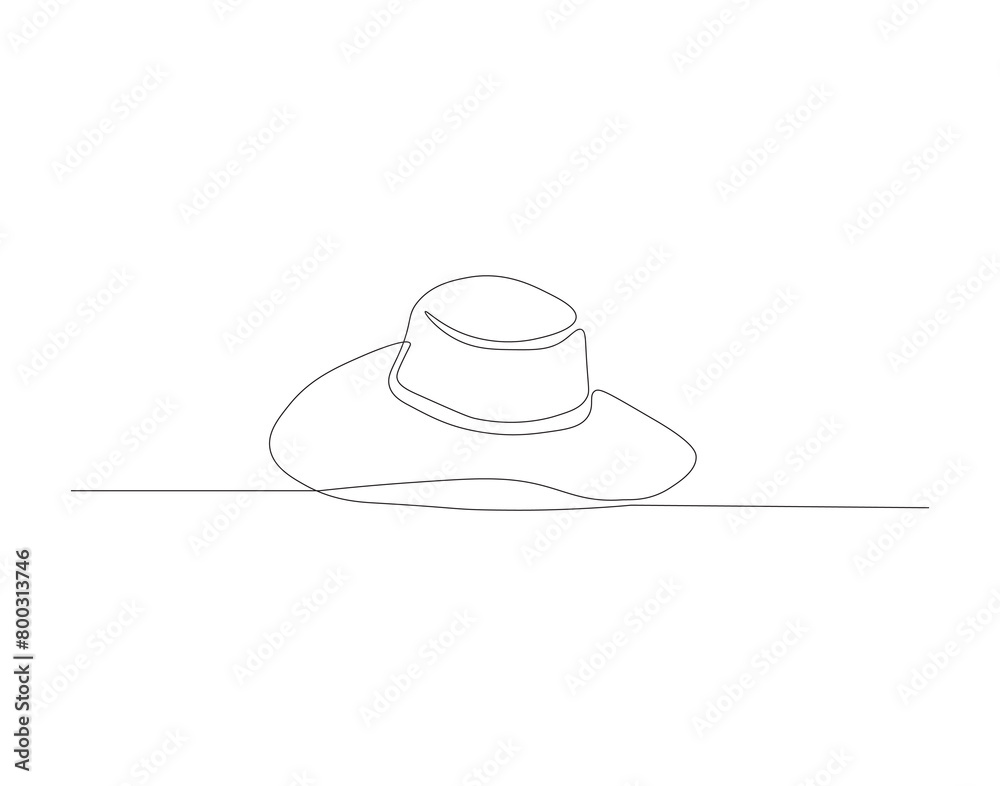 Continuous line drawing of cowboy hat. One line of cowboy hat. Cowboy continuous line art. Editable outline. Continuous line drawing of cowboy hat. One line of cowboy hat. Cowboy continuous line art. Editable outline.