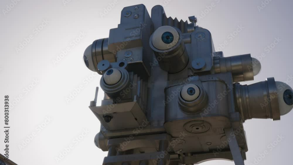 Low angle view of Trifot sculpture, abstract surveillance system, Prague Low angle view of Trifot sculpture, abstract surveillance system, Prague