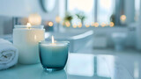 Serene spa setting with candles and soft lighting, creating an atmosphere of relaxation and tranquility