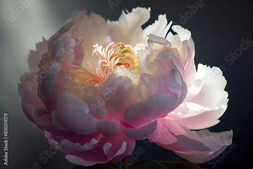 Beautiful pink peonies flowers on dark background.