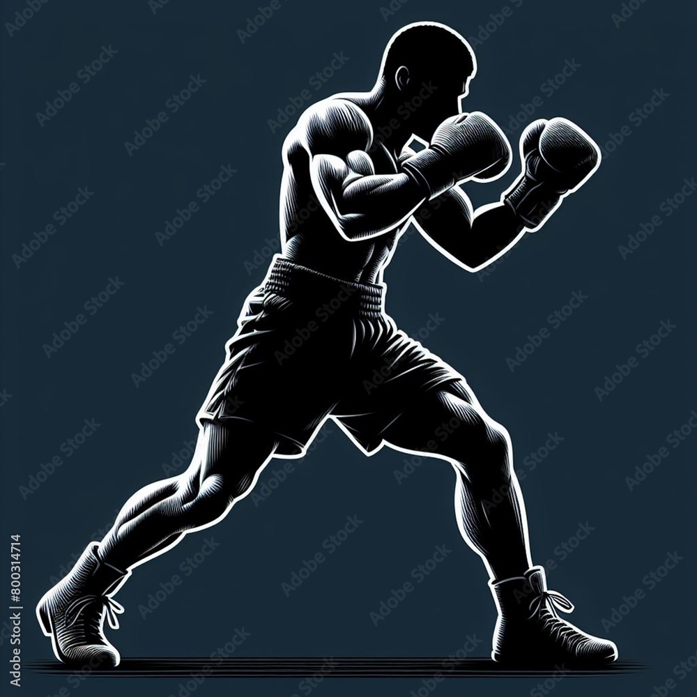 silhouette of a boxer. Generative AI
