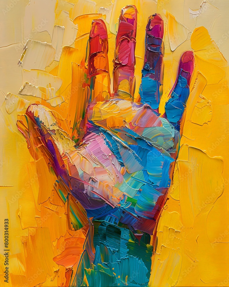 Oil painting concept colorful hand paint rainbow colors abstract