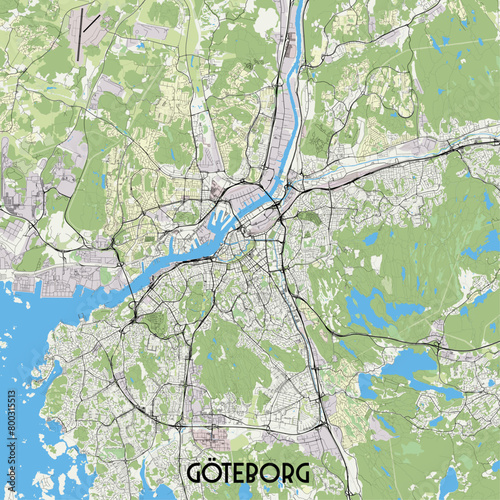 Gothenburg (Göteborg) Sweden map poster art