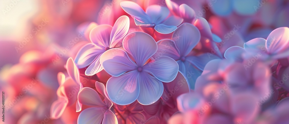 Aerial Tranquil Petals: Immerse yourself in the calmness of mophead hydrangea petals' 3D flow. Aerial Tranquil Petals: Immerse yourself in the calmness of mophead hydrangea petals' 3D flow.