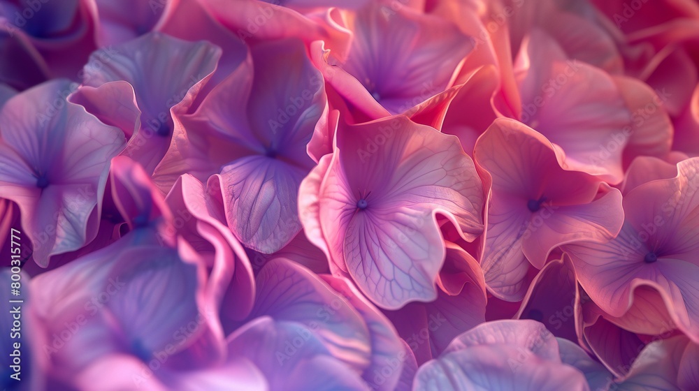 Aerial Wavy Petals: Behold the mesmerizing 3D waves of wildflower mophead hydrangea petals from above.