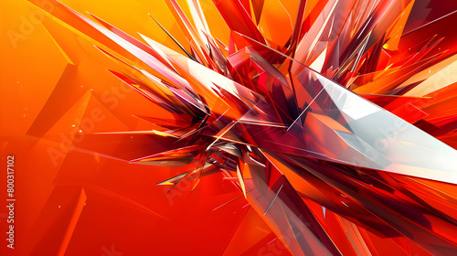 HD image of a striking geometric design with pointed shapes and a high contrast color palette in bright orange and red, designed to represent energetic movement