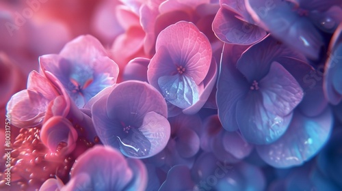 Fluid Bloom: Macro lenses showcase the graceful flow of wildflower mophead hydrangea petals.